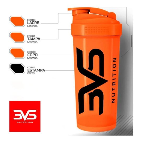 Coqueteleira Shaker Academia 600ml 3vs Nutrition Laranja