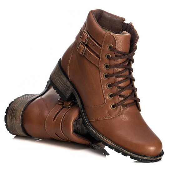 Coturno Feminino Salto Baixo Bota Cano Curto Couro Leve Conforto Floratta