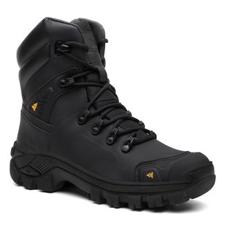 Coturno Masculino Cano Longo Couro Legítimo Militar Reforçada CA
