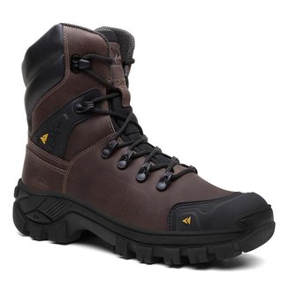 Coturno Masculino Cano Longo Couro Legítimo Militar Reforçada CA