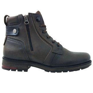Coturno Pegada Casual Em Couro Com Zíper Masculino