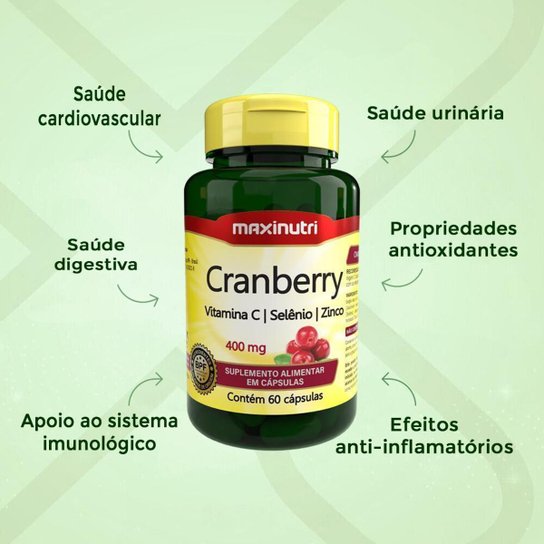 Cranberry Vitamina C + Selênio Zinco 60 Cápsulas Maxinutri