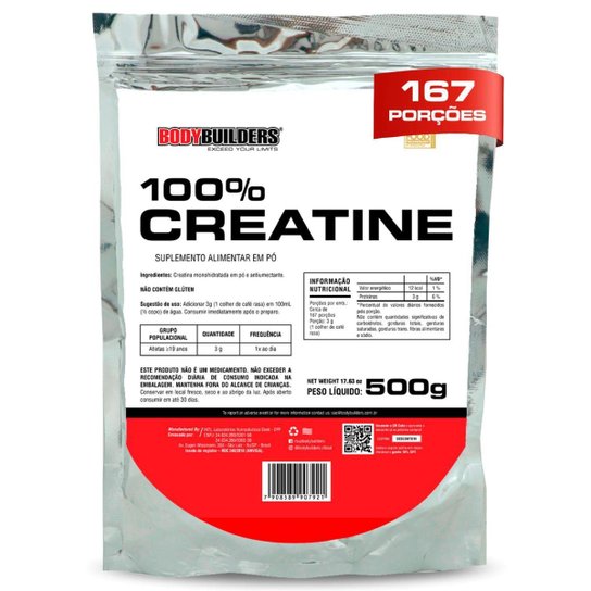 Creatina Monohidratada 100% Pura 500g Refil - Bodybuilders