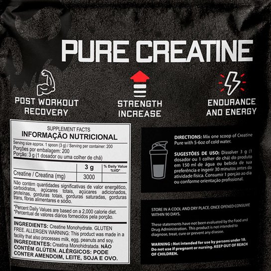 Creatina Monohidratada 500g - 100% Pura Importada Dark Lab