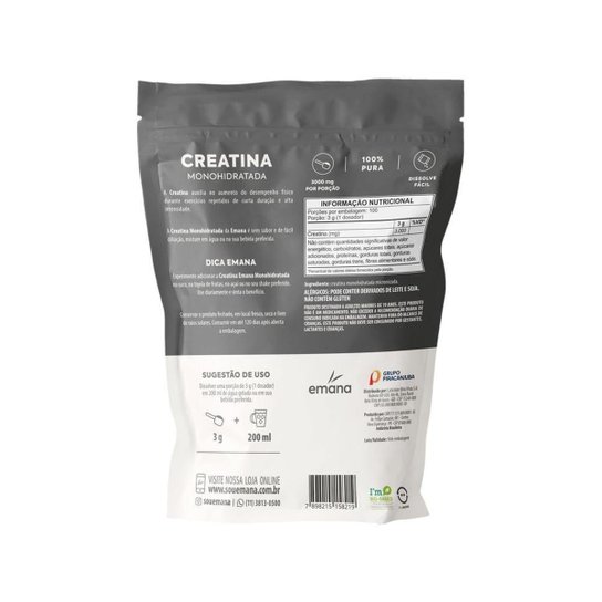 Creatina Monohidratada Emana 100% Pura em Pó