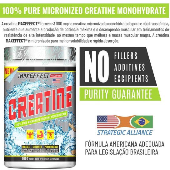 Creatina Monohidratada Micronizada 100% Puro 300g Maxeffect