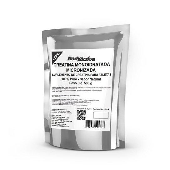Creatina Monoidratada 100% Pura 500 g Refil Bodyactive