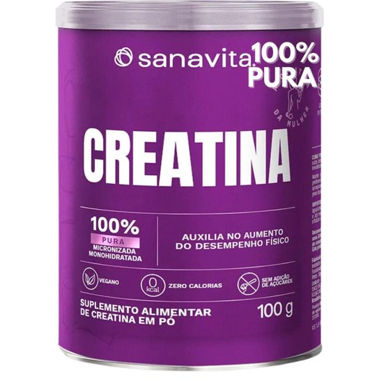 Creatina Pura 100 SANAVITA Monohidratada Micronizada O Suplemento da Mulher 100g