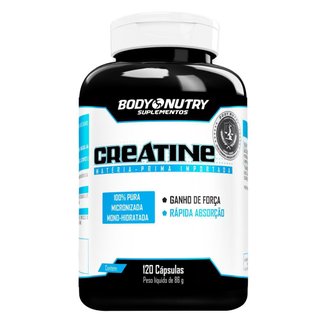 Creatina Pura Body Nutry, Pote 120 Cápsulas, Monohidratada e Micronizada com rápida absorção