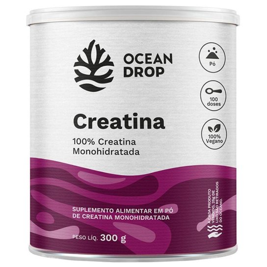 Creatina Vegana 300g pura Ocean Drop Rende 100 Porções