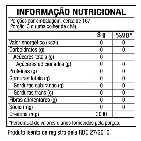 CREATINE - CREATINA MONOHIDRATADA - REFIL 500G