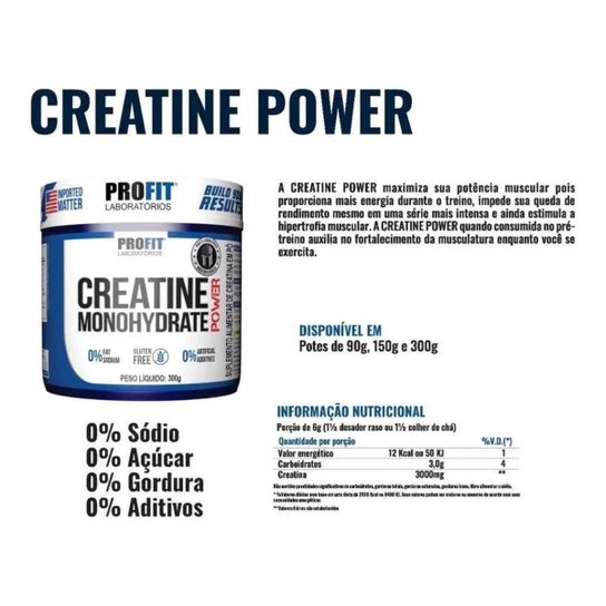CREATINE MONOHYDRATE POWER 90G - PROFIT LABORATÓRIOS