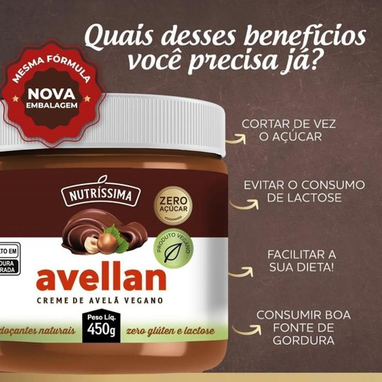 Creme de Avelã Vegano - Nutríssima 450g
