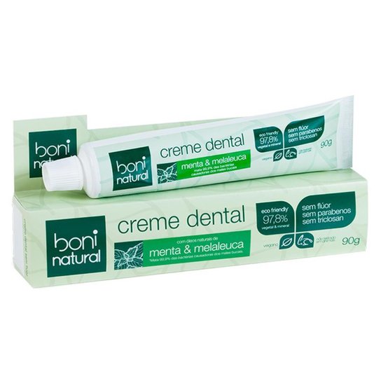 Creme Dental Boni Natural sem Flúor Menta e Malaleuca 90g