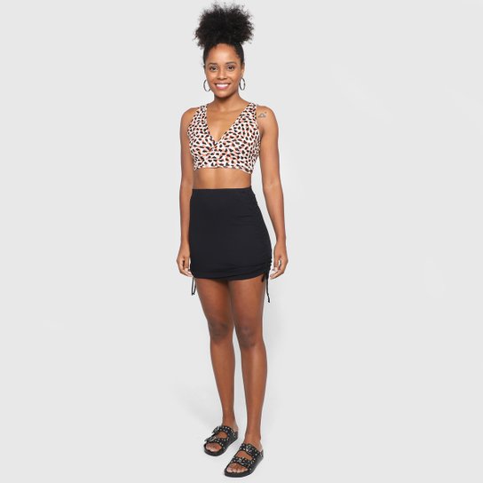 Cropped Tricats com Amarração Texture Feminino