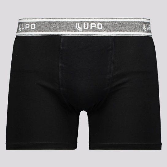 Cueca Boxer Lupo Basic Algodão com Elastano Preta