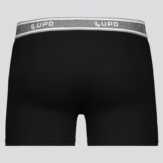 Cueca Boxer Lupo Basic Algodão com Elastano Preta