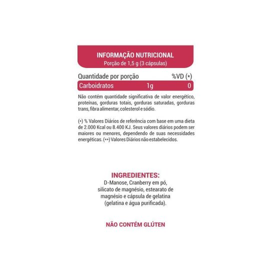 D-Manose com Cranberry 500 mg 90 Cápsulas Só Natural