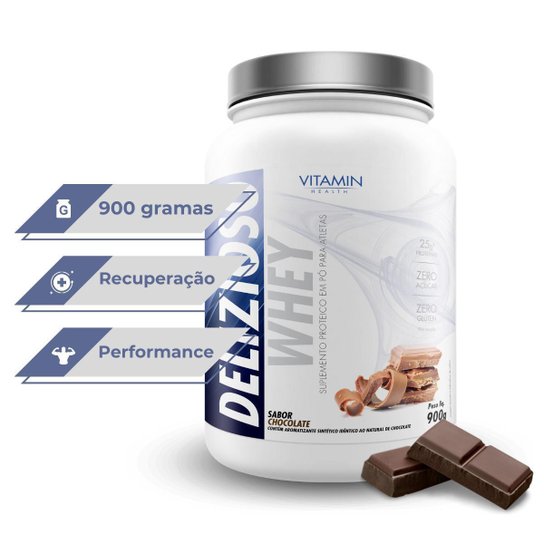 Delizioso Whey Vh Baunilha Chocolate Morango 900g
