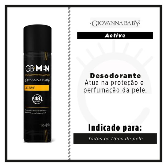 Desodorante Aerosol Giovanna Baby Masculino - GB Men Active 150ml