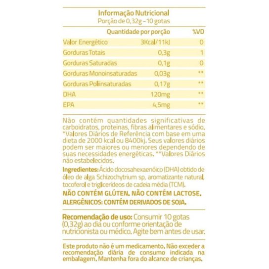 DHA Ômega Liquid 30ml Sabor Laranja