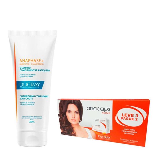 Ducray Anacaps Active e Anaphase Kit - 3 x 30 Cápsulas + Shampoo Kit
