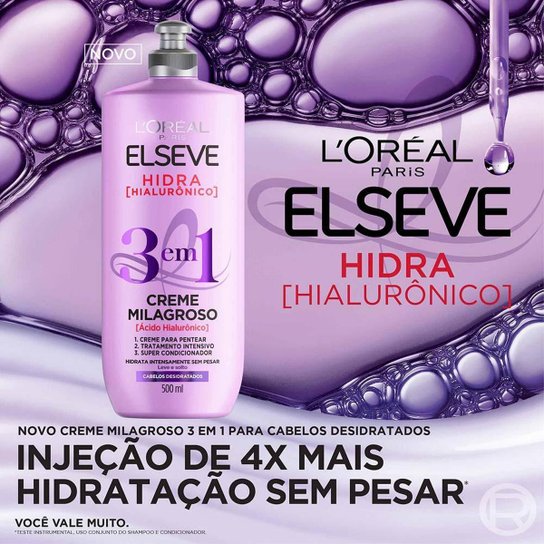 Elseve Creme Milagroso 3 em 1 Hidra Hialurônico 500ml
