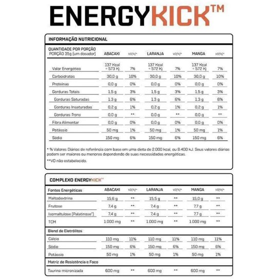 Energy Kick 1kg Pré E Intra Treino Dux Nutrition