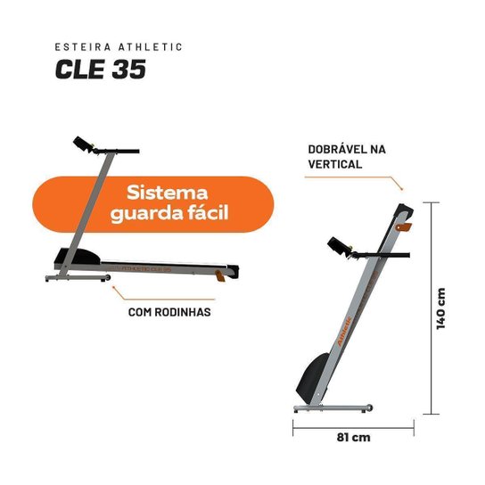 Esteira Elétrica Athletic CLE 35 Residencial Bivolt 13km/h