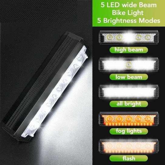 Farol Bike 5 Leds 20.000 Lumens 10.000mah Com 2 Suportes