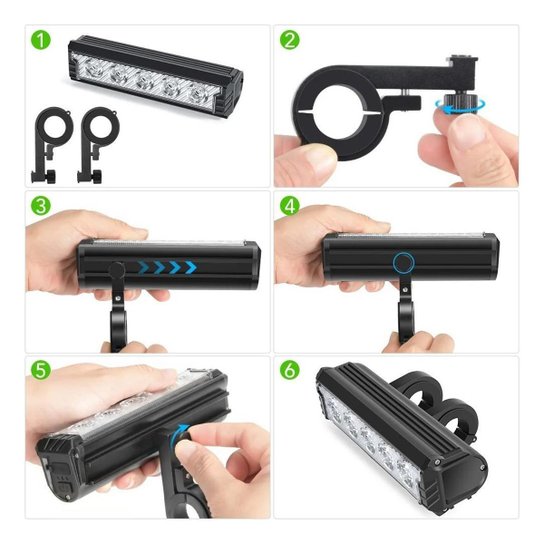 Farol Bike 5 Leds 20.000 Lumens 10.000mah Com 2 Suportes