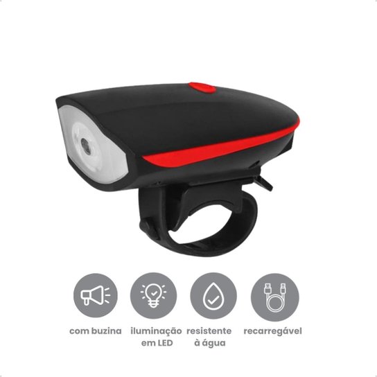 Farol Sinalizador Lanterna Bicicleta USB Luz Recarregável