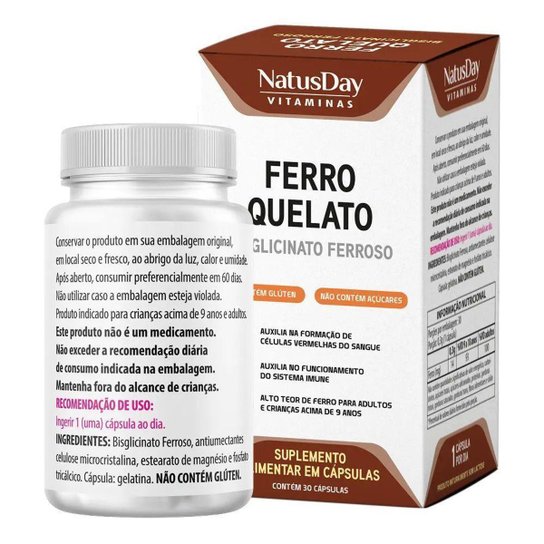 Ferro QLT- 30 Cápsulas - Natusday