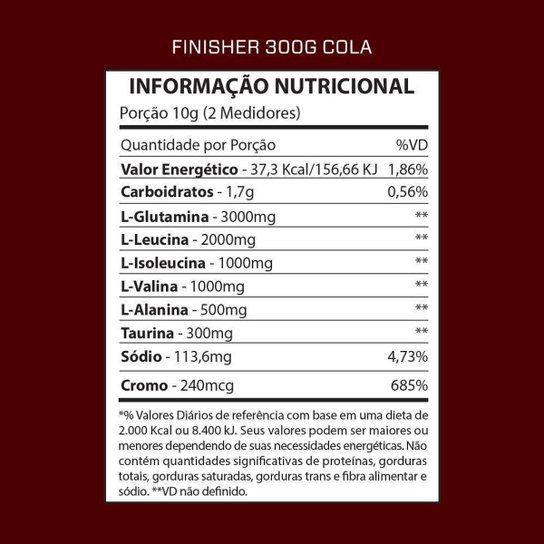 Finisher 300gr Pós Treino / Intra Treino Sabor Cola 3VS Nutrition