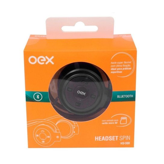 FONE DE OUVIDO BLUETOOTH OEX HS308 SPIN ESPORTIVO PRETO