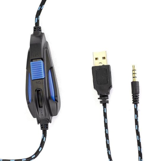 Fone de Ouvido Headset Gamer Sate Preto/Azul AE-361B