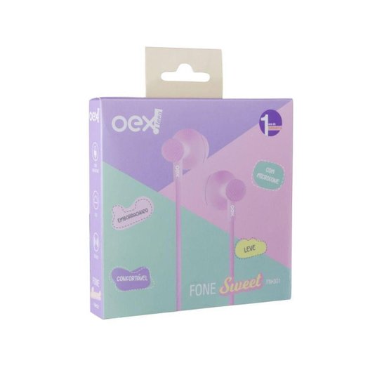 Fone De Ouvido Sweet Com Microfone Oexteen Fn301 Rosa