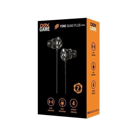 Fone Ouvido Gamer Intra Auricular Quad-Plus OEX Game FN501