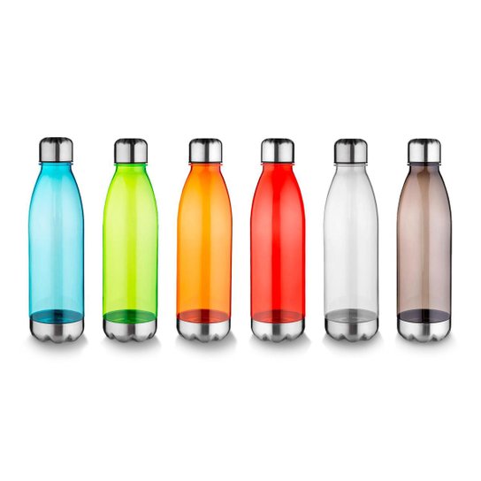 Garrafa Squeeze 700ml de Plástico C/ Tampa e Base de Metal