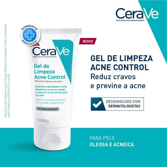 Gel de Limpeza Facial Cerave Acne Control 60g