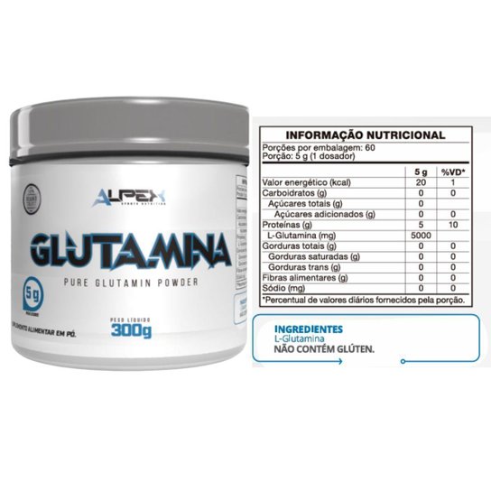 Glutamina 100% Pura 300g - Alpex Nutrition