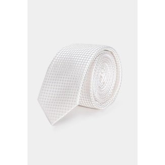Gravata Aramis Jacquard Seda Checkers Branco