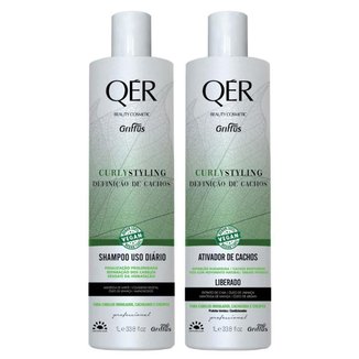 Griffus QÉR Beauty Cosmetics Curly Styling Kit Shampoo + Ativador de Cachos Kit