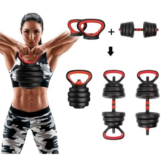 Halter Anilha Barra Kettlebell Kit Musculação 6 Em 1 - 40kg Yangfit