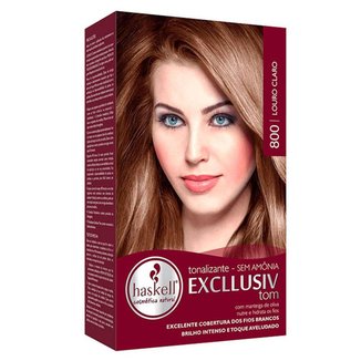 Haskell Tons claros Kit – Tonalizante + Tratamento pós + Emulsão + Luvas + Folheto 800 Louro Claro
