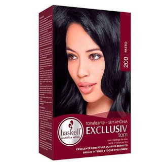 Haskell Tons Pretos Kit – Tonalizante + Tratamento pós + Emulsão + Luvas + Folheto 200 Preto