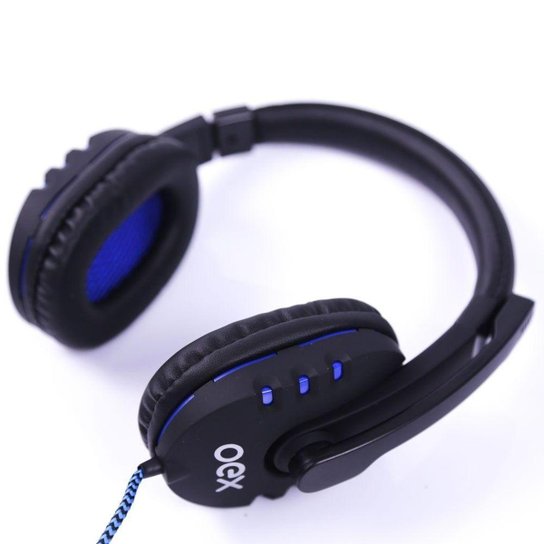 Headset Gamer Bit Hs206 Usb Oexgame Led Azul Microfone Preto