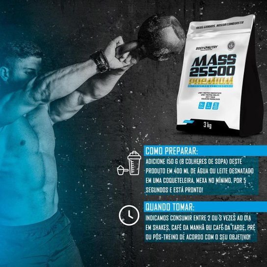 Hipercalórico Mass 25500 Body Nutry – Ganho de Massa e Energia – 3kg