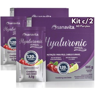 Hyaluronic Verisol Sanavita Kit 2x Colágeno com Ácido Hialurônico Vitaminas e Minerais 60 Sachês
