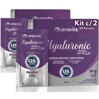 Hyaluronic Verisol Sanavita Kit 2x Colágeno com Ácido Hialurônico Vitaminas e Minerais 60 Sachês